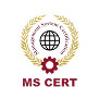 Logo featuring a globe within a laurel wreath and gear symbol, with the text MS CERT.