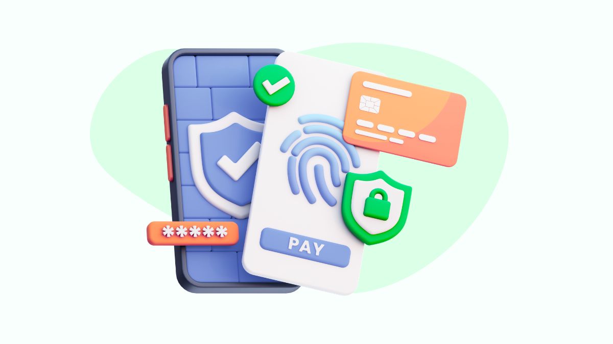 Mobile payment security with fingerprint, card, and password protection